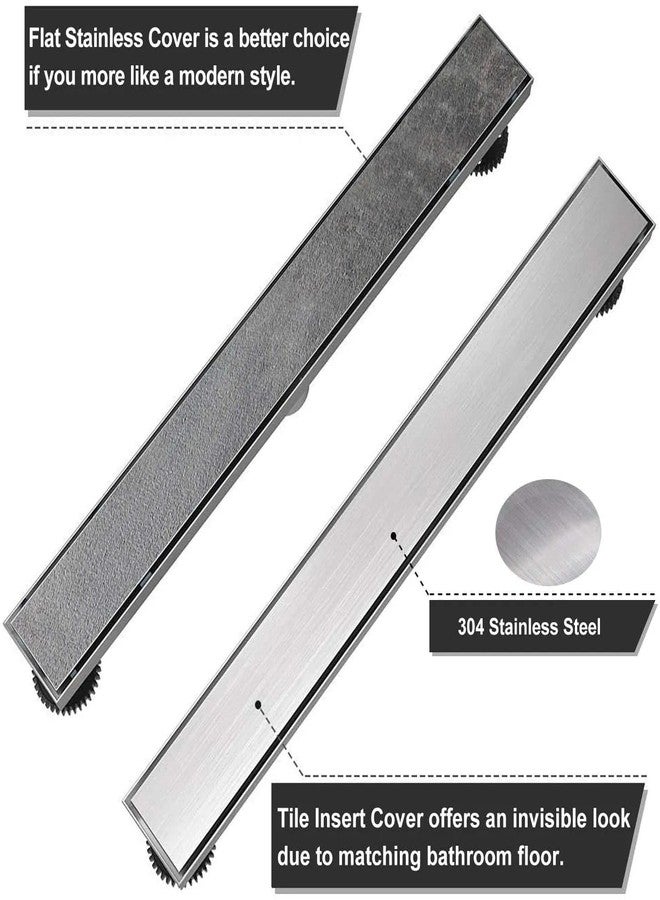 OBLONG Tile Insert Floor Drain 18" X 3" Inches | 304 Stainless Steel Shower Channel Water Drainer for Bathroom with Stainless Steel Trap and Side Hole - Image 2